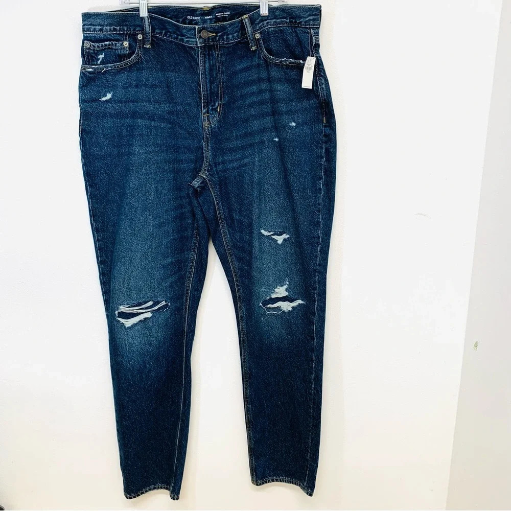 Old Navy Jeans Men 40 Original Taper 100% Cotton Built in Tough Blue Distress